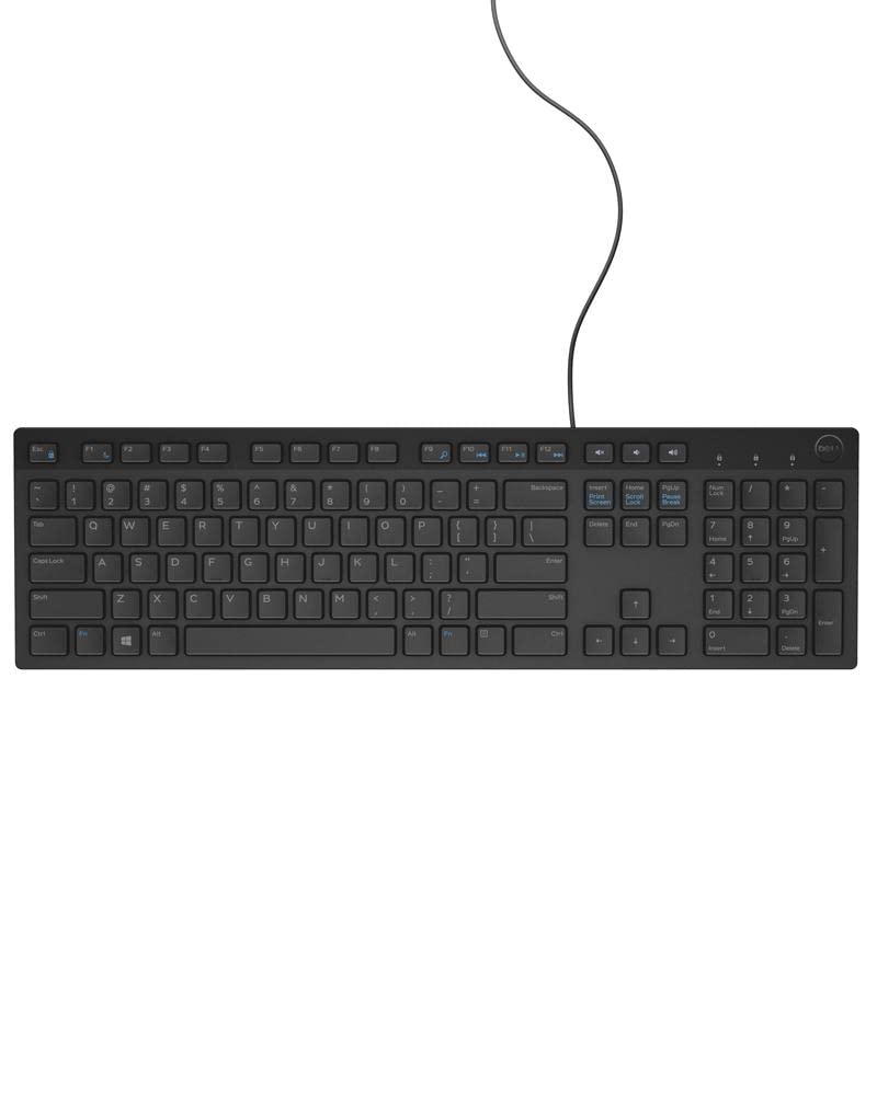 Dell Multimedia Wired Keyboard KB216, Spill Resistant, Quiet Keys, Black