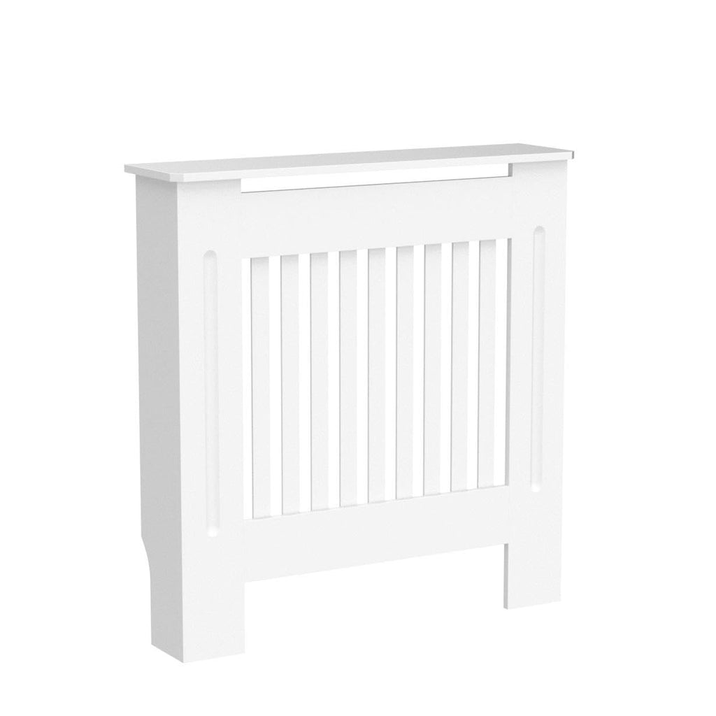 Vida Designs Chelsea Radiator Cover White - Medium - Modern Vertical Slat Design For Optimal Heat Circulation - H82xW111xD19cm - Painted MDF Cabinet Ideal For Living Room & Hallway