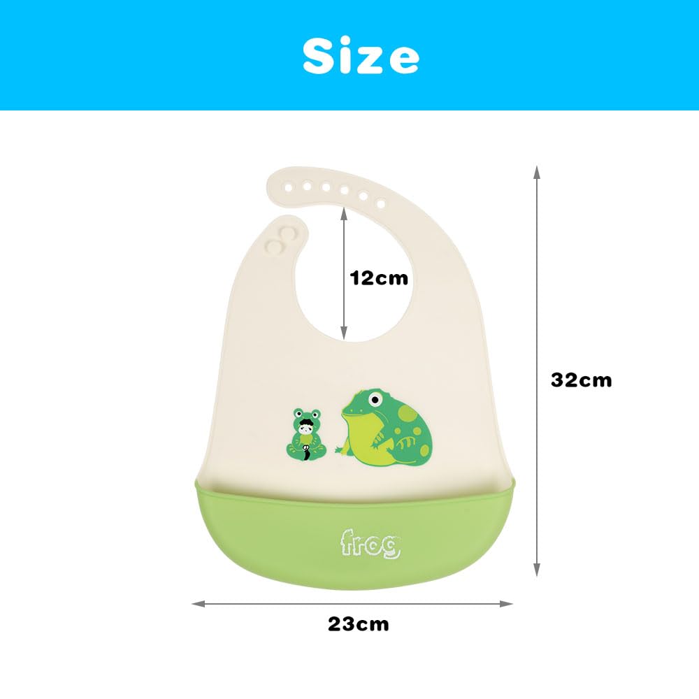 Vicloon Silicone Baby Bib, Baby Weaning Bibs, Waterproof Baby Feeding Bibs Adjustable with Wide Food Catcher Pocket Unisex Toddler Bibs