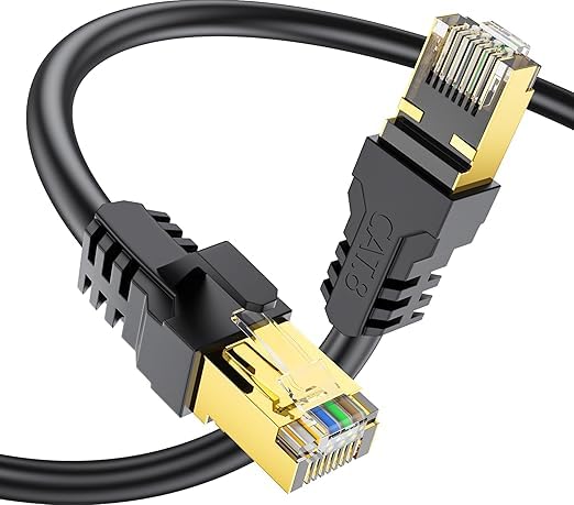 Cat 8 Ethernet Cable 0.5M, High Speed 40Gbps 2000Mhz Internet Cable, Lan Cable with Gold Plated RJ45 Connector,Weatherproof Outdoor&Indoor,for/PC/Modem/Router/Gaming, Faster Than Cat7/Cat6/Cat5
