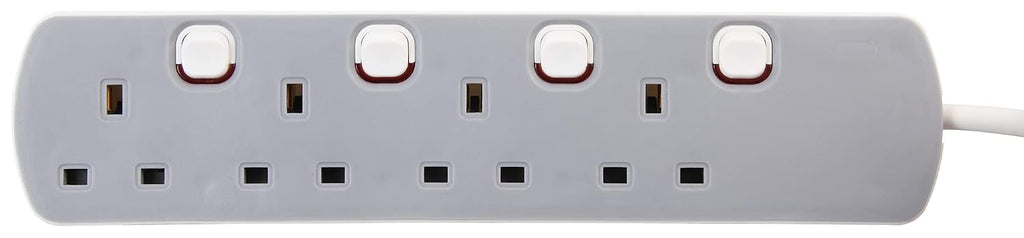 PRO ELEC PELB1768 4 Gang Individually Switched Extension Lead 10m, Grey, 4 Socket
