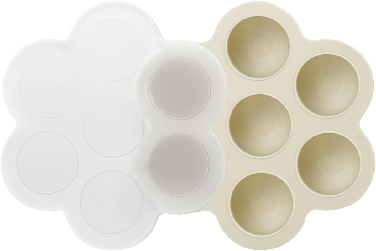 PandaEar 3 Pack Silicone Baby Food Freezer Tray with Lids, Ice Cube Trays for Freezer, Weaning Freezer Tray for Baby Food, Silicone Ice Trays Baby Food Storage Container Tray (Pink/Green/Linen)