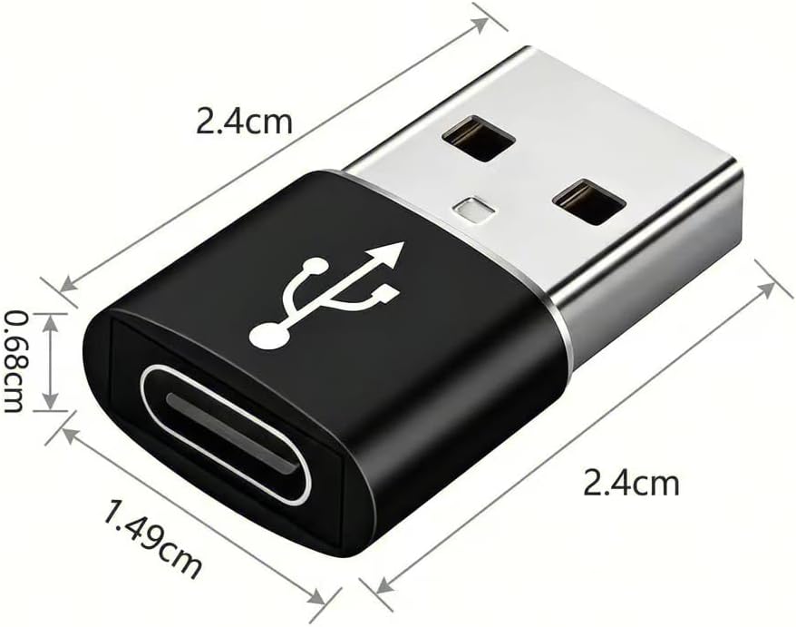 USB C to USB Adaptor, USB to USB C Adapter 2Pack, Type C Female to A Male Charger Cable Converter Compatible with Notebook, Tablet, Smartphone, iPad 10 Air 4 5,Apple 15 14 13 12 Pro Max (Black)
