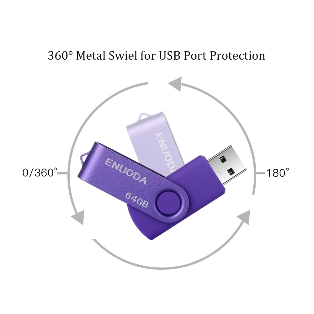 ENUODA Memory Stick 32GB USB 2.0 Flash Drives Swivel Design Pen Drive Fold Storage Thumb Drive with LED Light(Blue)