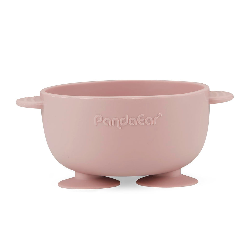 PandaEar 3 Pack Baby Suction Bowls with 3 Spoons, Stay Put Silicone Food Bowl Babies Led Weaning Supplies for Kids Toddlers, BPA-Free (Linen Brown Tan)