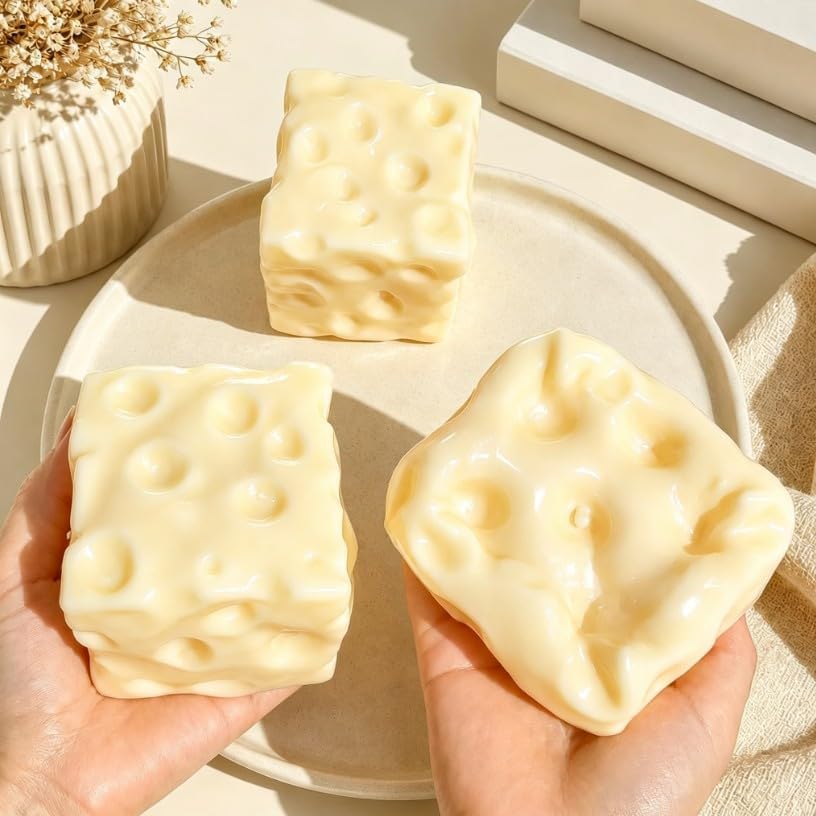 Cheese Squishy Toy – Coconut Oil Squishy Scentless Anti-Pop No Rebound Dough Texture Stress Relief Fidget Toy for Adults, Anxiety Relief Sensory Tool