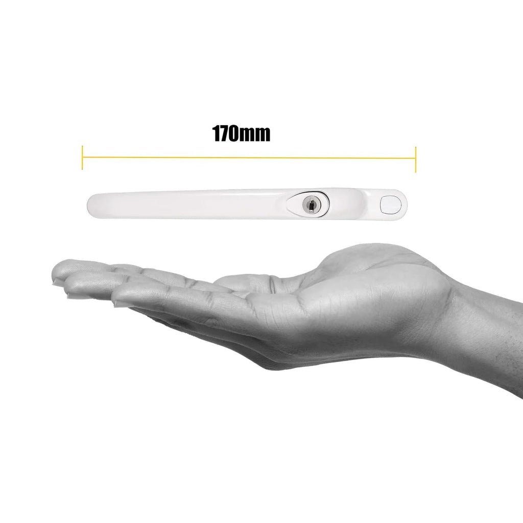Home Secure™ Universal Locking uPVC Window Handle with Keys – Espag Window Handle Replacement, Reversible Left or Right, Multi-Spindle Fit, White