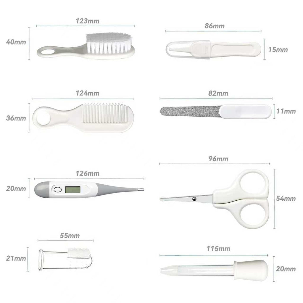 Qunlions life Baby Healthcare and Grooming Kit, Infant Safety Care Set with Hair Brush Comb Nail Clipper, Baby Essentials Kit for Newborn Girls Boys (Green 14 in 1）