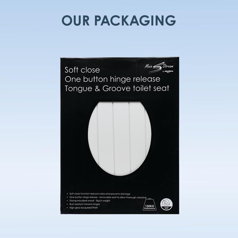 AQUALONA® Luxury Grey Oak Effect Toilet Seat - Soft Close MDF Moulded Wood Seat with Quick Release Button and Durable Hinges - Comfortable, Easy to Clean and Install with Universal Fittings