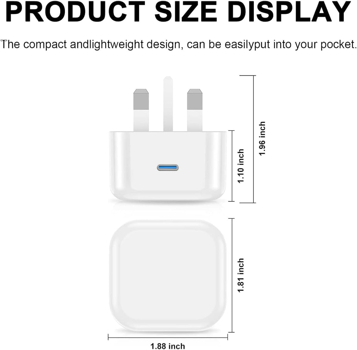 USB C Plug Fast Charge iPhone 18 17 16 15 20W USB-C Power Adapter Apple Plug USBC Charger Plugs UK Type C Port for i Phone Air 17e 16e 16 Plus 16 Pro Max 15 14 13 12 11 Watch iPad Pro A16 10th 11th
