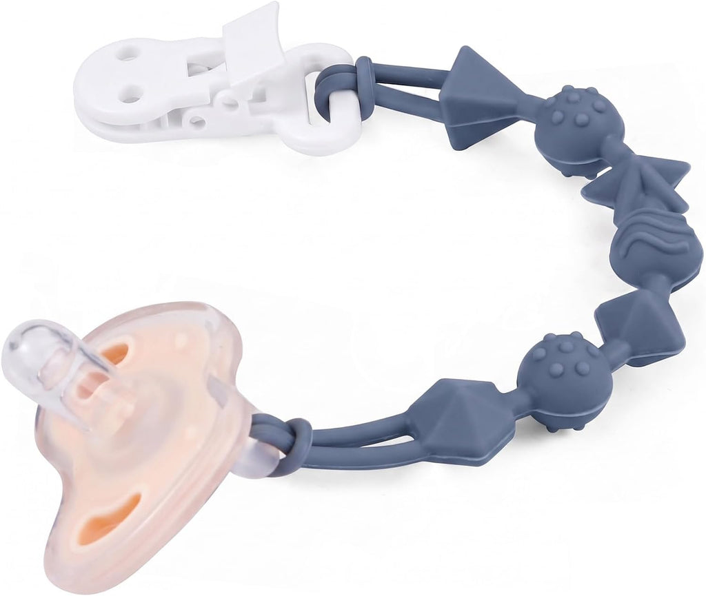 PandaEar 5 Pack Silicone Pacifier Clips, One Piece Design Baby Soother Clips Pacifier Holder for Teething Teethers