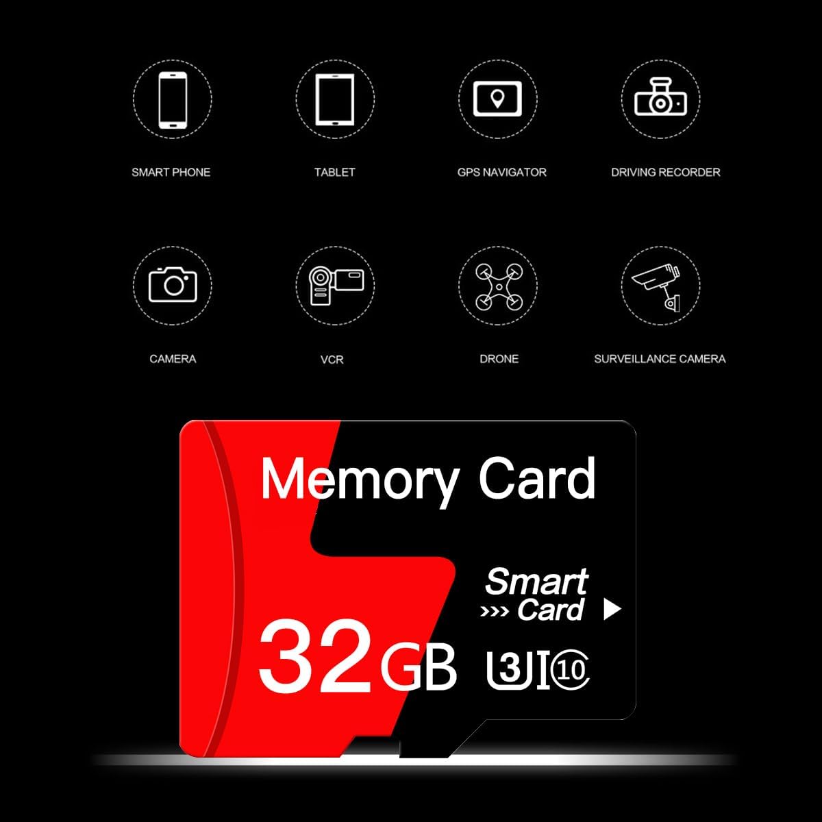 32GB Micro SD Card Memory Card With Adapter High Speed Class 10 For Smartphone,Camera,Security Cams,Tablet and Drone
