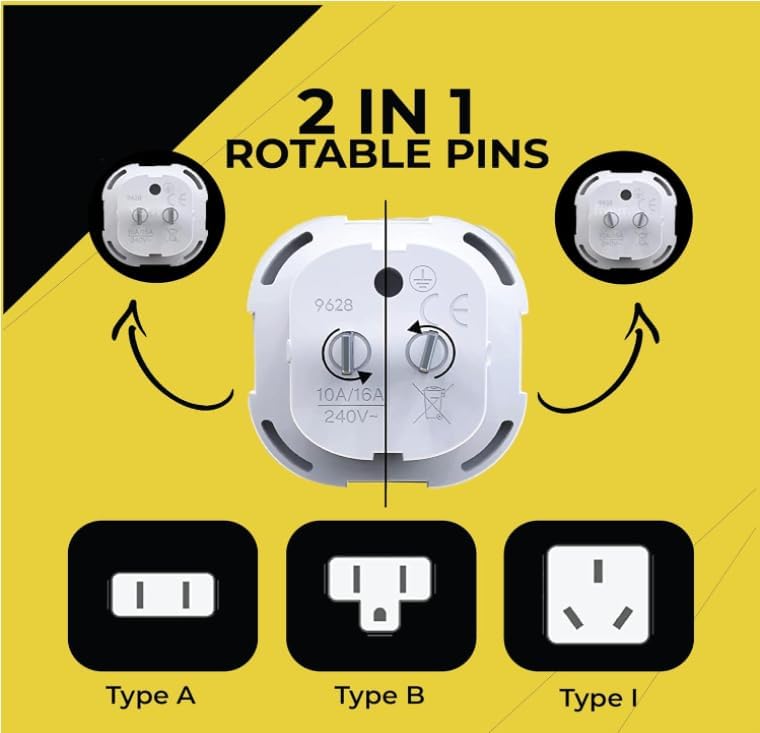 MOBIBAY Pack of 5 UK to US Plug Adaptor Type G to Type A and B from UK to USA, Canada, Australia, Jamaica, Barbados,Mexico,Thailand,China,Japan and more 3 pin to 2 Pin American Travel Adapter Plugs