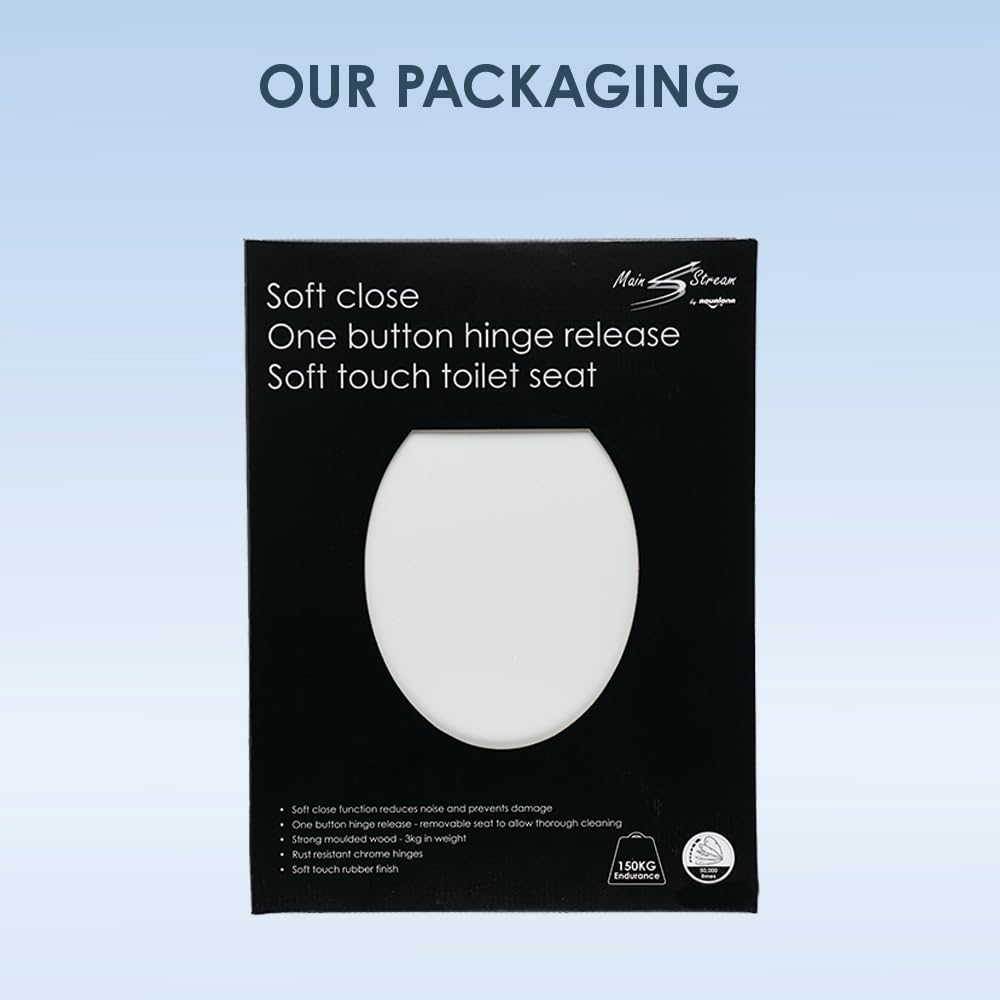 AQUALONA® Luxury Grey Oak Effect Toilet Seat - Soft Close MDF Moulded Wood Seat with Quick Release Button and Durable Hinges - Comfortable, Easy to Clean and Install with Universal Fittings