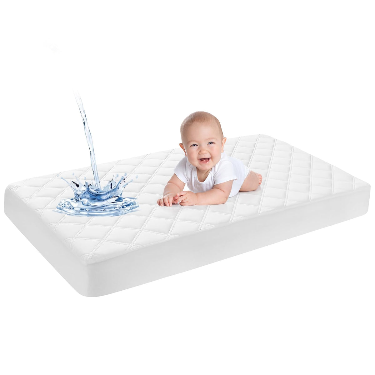 Yoofoss Waterproof Cot Bed Mattress Protector 120 x 60 cm Breathable Toddler Bed Mattress Protector Comfortable Noiseless White