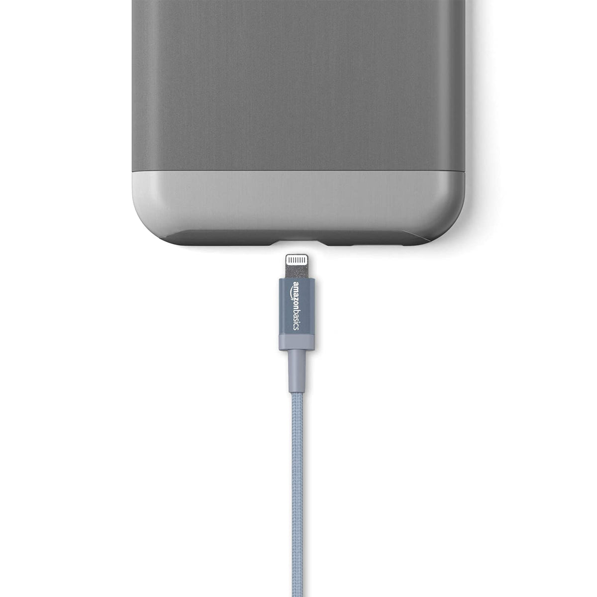 Amazon Basics USB to Lightning Cable, Nylon Braided Charger for iPhone 14 13 12 11 X iPad, 0.9 m, Silver
