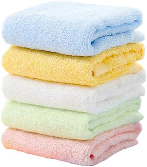 Baby Washcloths 100% Organic Bamboo Bath Washcloth Reusable Face Towels Anti-Bacterial Soft Towel Set Perfect for Newborn(5 Pack)
