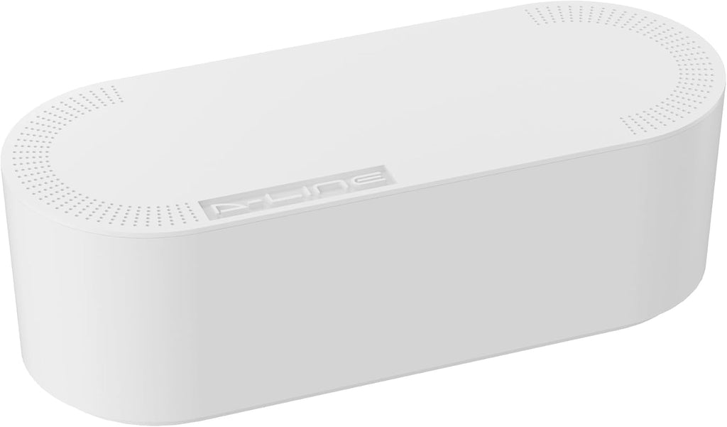 D-Line Cable Tidy Box, Hide Extension Blocks, Desk Cable Management, Organise TV Cables - 415mm (L) x 165mm (W) x 135mm (H) - Large, White