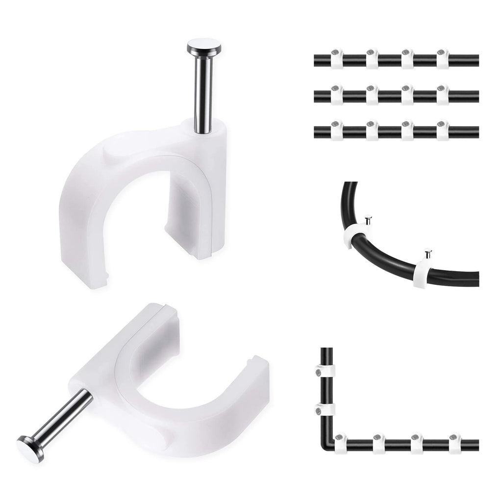 Abnii Cable Clips, 7 mm 100 Pcs Nail Clips, White
