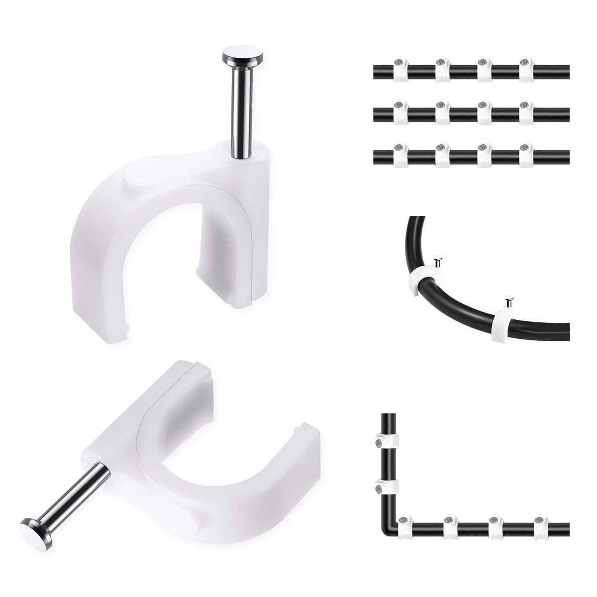 Abnii Cable Clips, 7 mm 100 Pcs Nail Clips, White