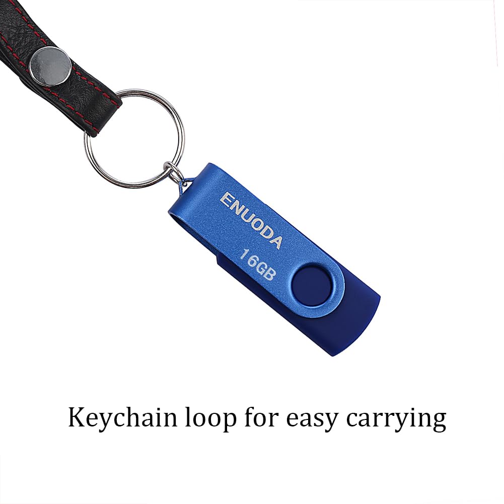 ENUODA Memory Stick 32GB USB 2.0 Flash Drives Swivel Design Pen Drive Fold Storage Thumb Drive with LED Light(Blue)