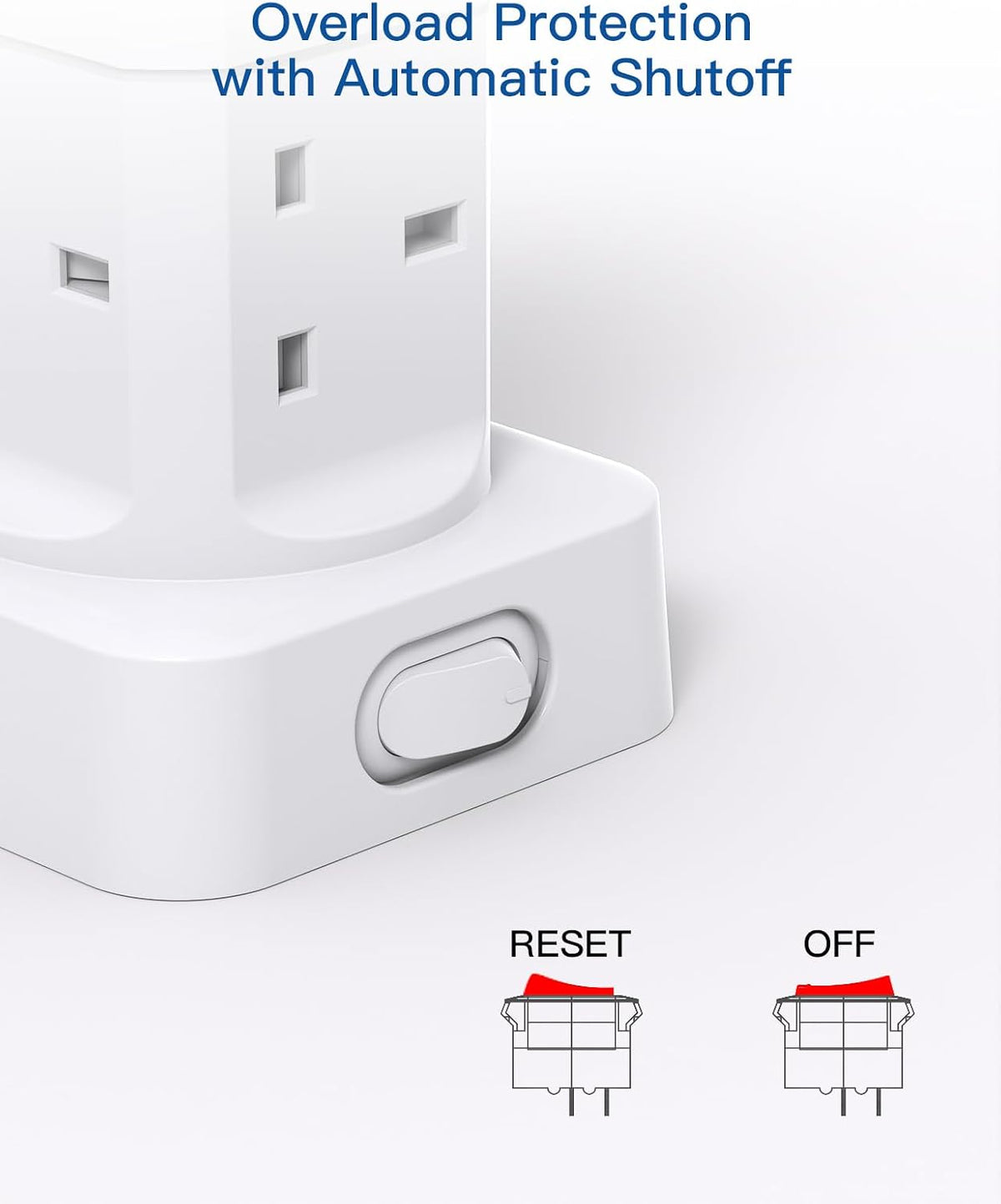Tower Extension Lead with USB Slots, 8 Way Multi Plug Extension Tower &4USB