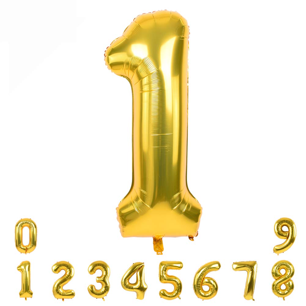 TONIFUL 40 Inch Pastel Purple Number 1 Balloon – Big Lilac Mylar Foil Number Balloons for Anniversary Girl's 1st Birthday, Lavender Gender Neutral Baby Shower, Butterfly Theme Party Decorations