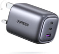 UGREEN Nexode 65W USB C Plug, 3-Port Foldable GaN Fast Travel Charger