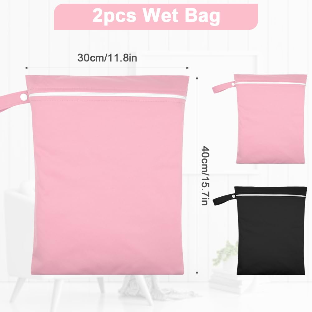 3PCS Wet Bags for Baby Items, Wet Swimsuits, Beach, Camping(Black)