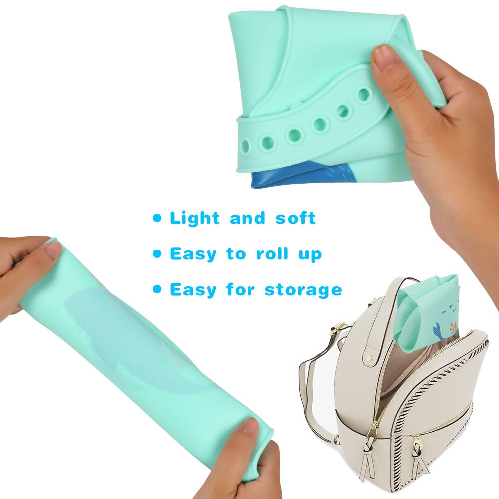 Vicloon Silicone Baby Bib, Baby Weaning Bibs, Waterproof Baby Feeding Bibs Adjustable with Wide Food Catcher Pocket Unisex Toddler Bibs
