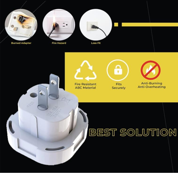 MOBIBAY Pack of 5 UK to US Plug Adaptor Type G to Type A and B from UK to USA, Canada, Australia, Jamaica, Barbados,Mexico,Thailand,China,Japan and more 3 pin to 2 Pin American Travel Adapter Plugs