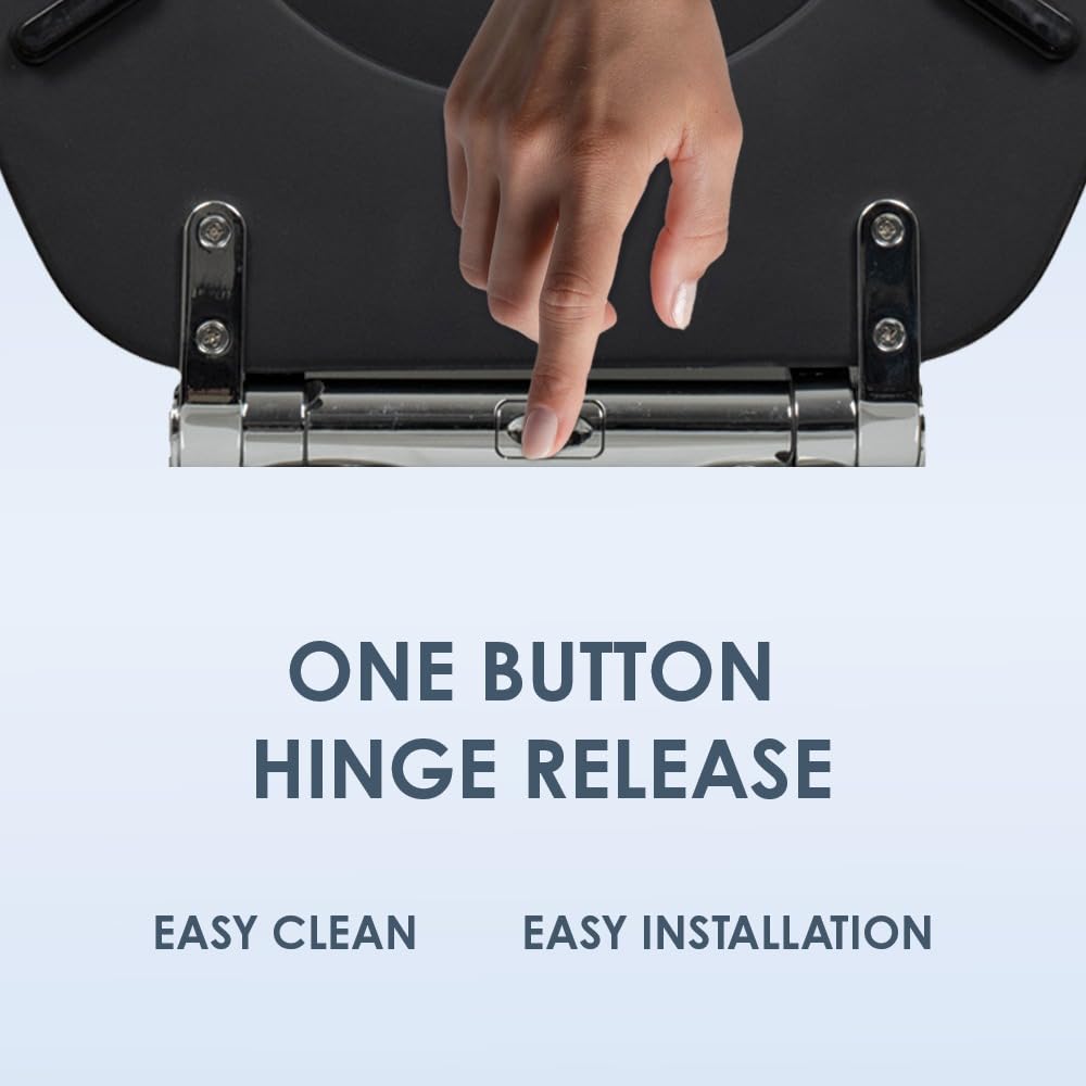 AQUALONA® Luxury Grey Oak Effect Toilet Seat - Soft Close MDF Moulded Wood Seat with Quick Release Button and Durable Hinges - Comfortable, Easy to Clean and Install with Universal Fittings