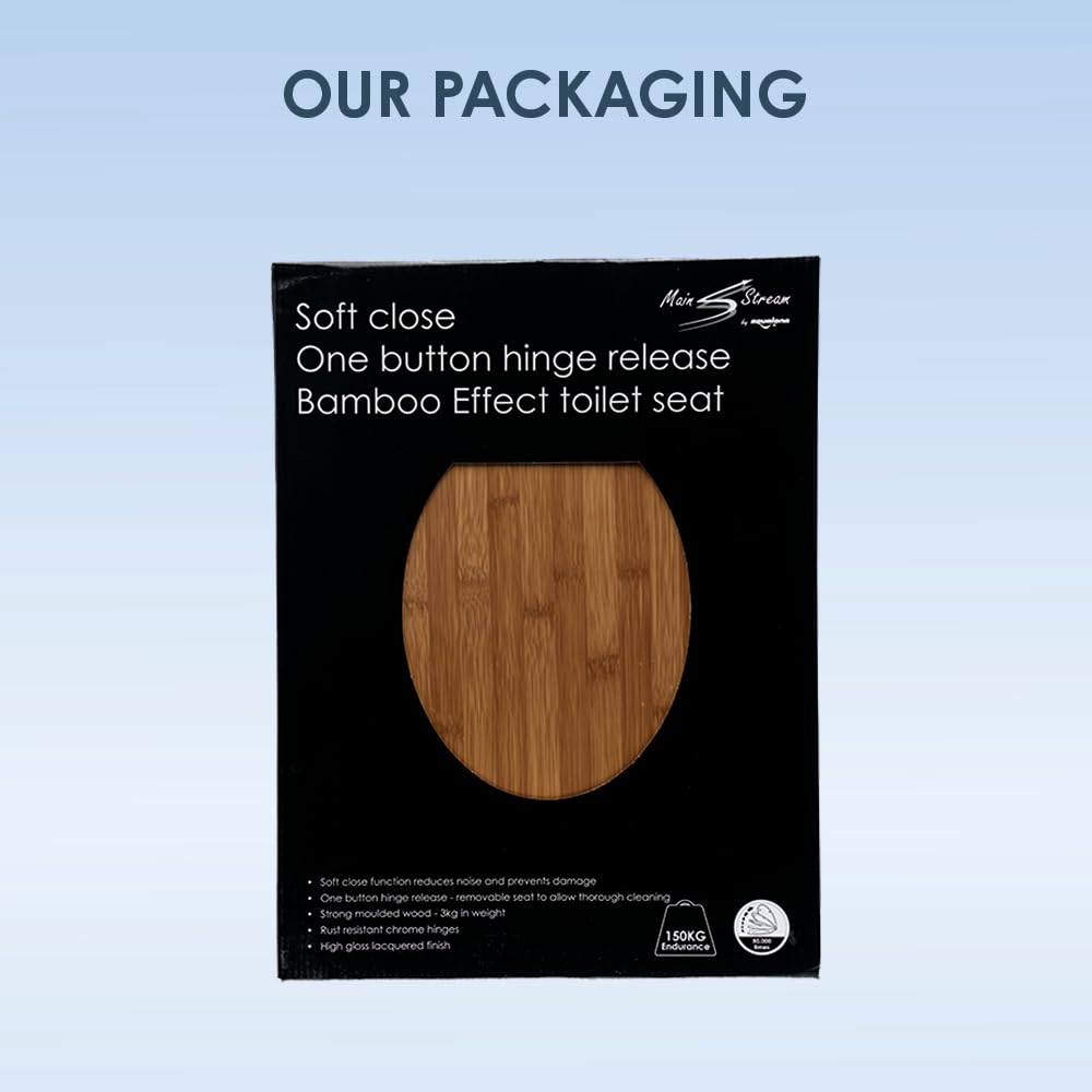 AQUALONA® Luxury Grey Oak Effect Toilet Seat - Soft Close MDF Moulded Wood Seat with Quick Release Button and Durable Hinges - Comfortable, Easy to Clean and Install with Universal Fittings