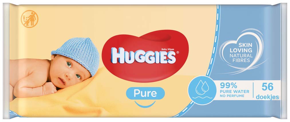 Huggies Pure Plastic Free Baby Wipes - Pack of 18 (864 Wipes) - 99% Water Wet Wipes, Fragrance Free, Hypoallergenic, Better Cleaning, Soft and Gentle on Babies' Delicate Skin