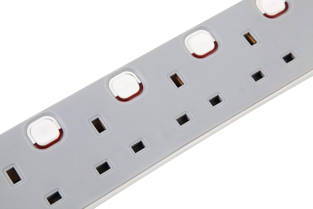 PRO ELEC PELB1768 4 Gang Individually Switched Extension Lead 10m, Grey, 4 Socket
