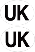ARVO 2 Pack UK Car Stickers - Oval Stickers for Europe Travel - Waterproof, Self-Adhesive Stickers for Cars, Vans, and Caravans