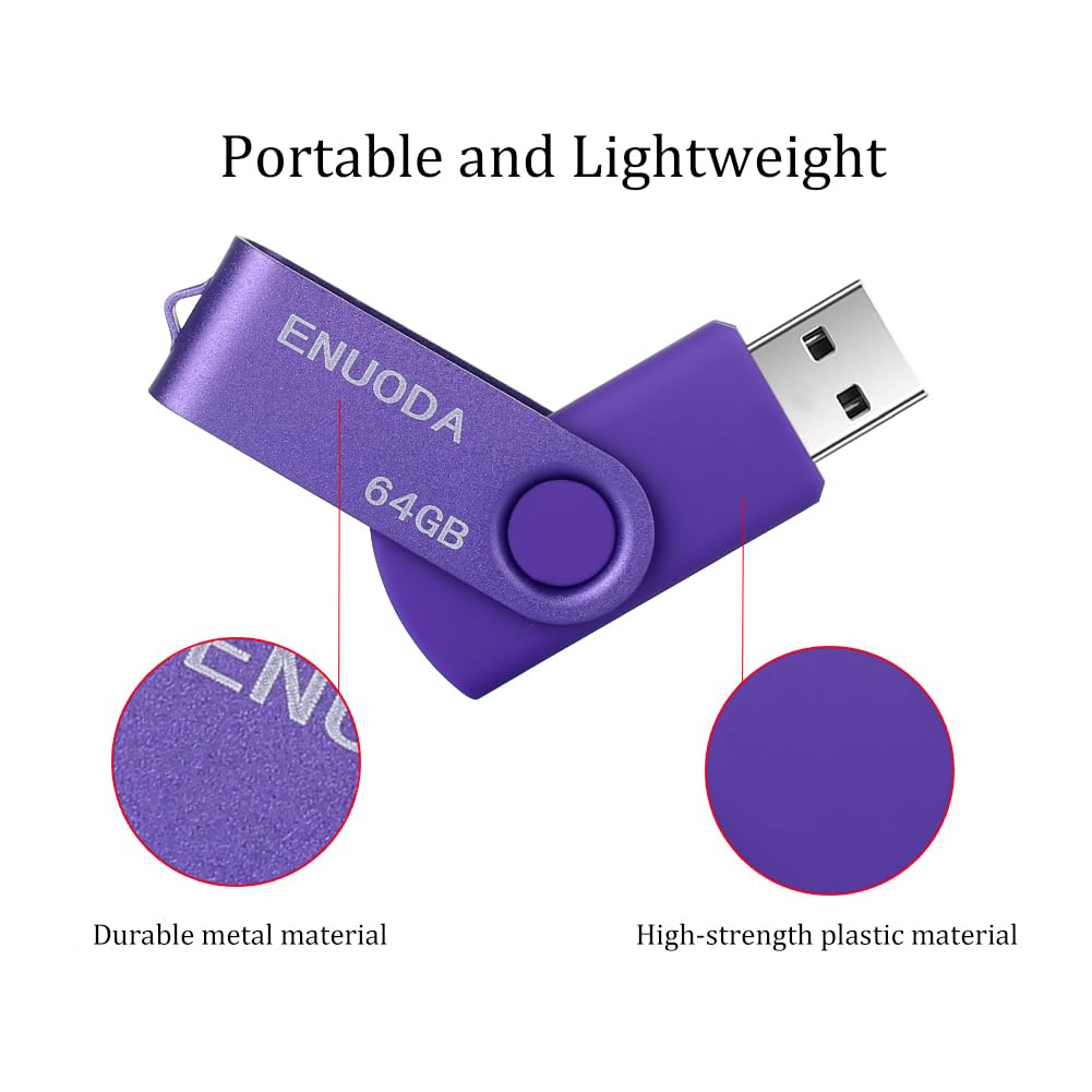 ENUODA Memory Stick 32GB USB 2.0 Flash Drives Swivel Design Pen Drive Fold Storage Thumb Drive with LED Light(Blue)