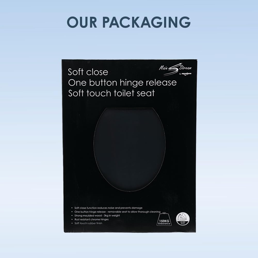 AQUALONA® Luxury Grey Oak Effect Toilet Seat - Soft Close MDF Moulded Wood Seat with Quick Release Button and Durable Hinges - Comfortable, Easy to Clean and Install with Universal Fittings