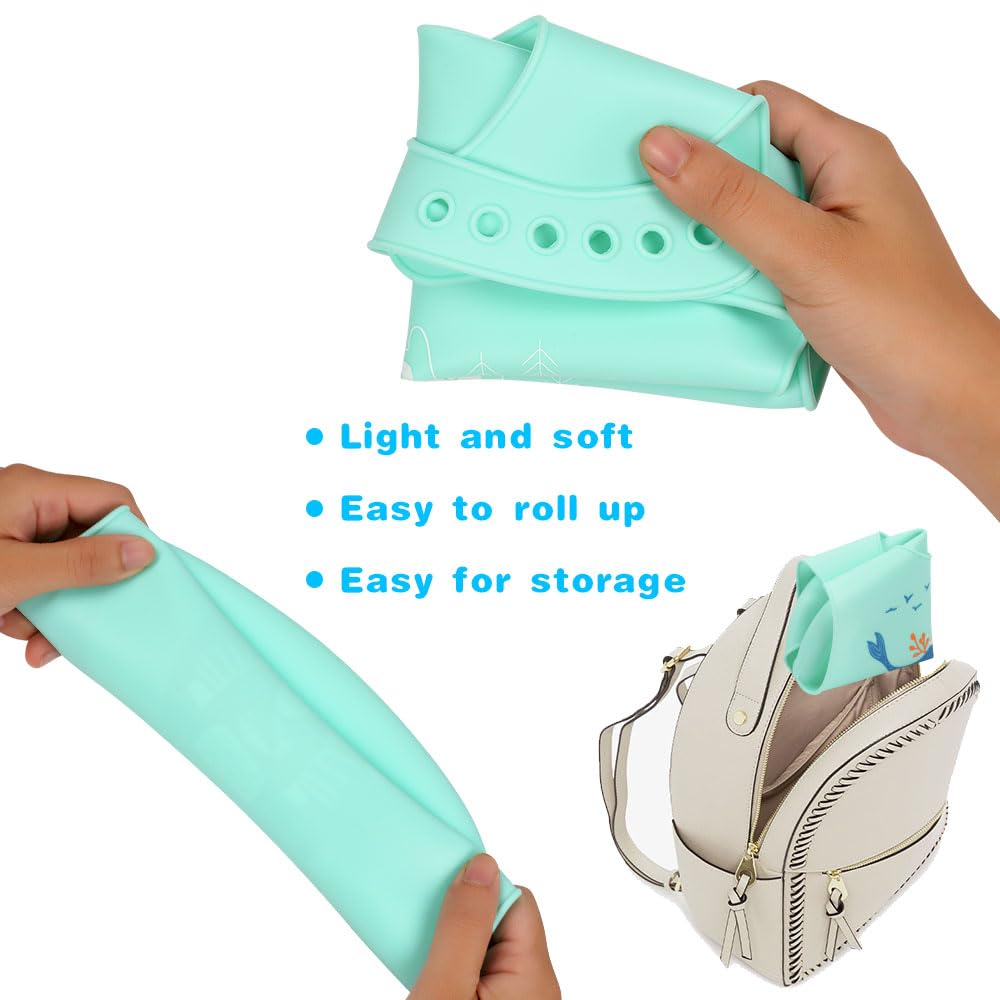 Vicloon Silicone Baby Bib, Baby Weaning Bibs, Waterproof Baby Feeding Bibs Adjustable with Wide Food Catcher Pocket Unisex Toddler Bibs