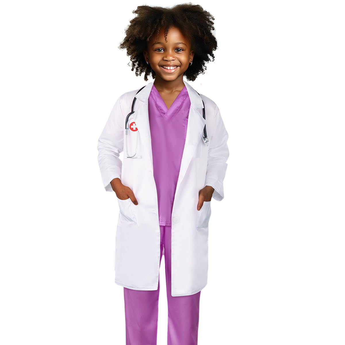 Meland Doctor Costume for Kids 3-10, Pretend Play Career Dress Up with Bag