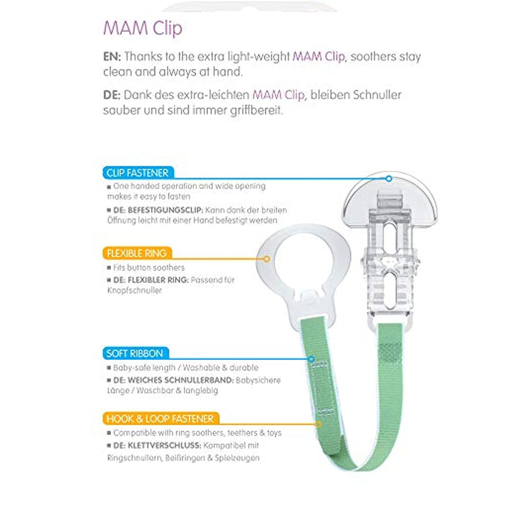 MAM Dummy Clip, 2 Pack, Plain Pink (Dummies Not Included)