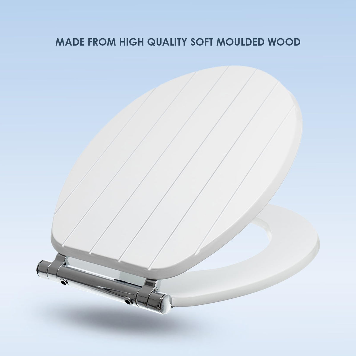 AQUALONA® Luxury Grey Oak Effect Toilet Seat - Soft Close MDF Moulded Wood Seat with Quick Release Button and Durable Hinges - Comfortable, Easy to Clean and Install with Universal Fittings
