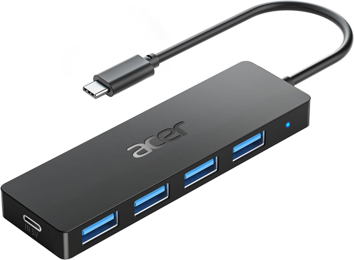 Acer USB Hub 3.0, Ultra Slim USB Adapter 4 Ports Splitter with Powered USBC