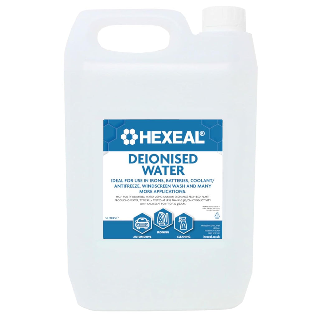Hexeal Deionised Water 5L - For Steam Irons, Car Batteries & Vehicles