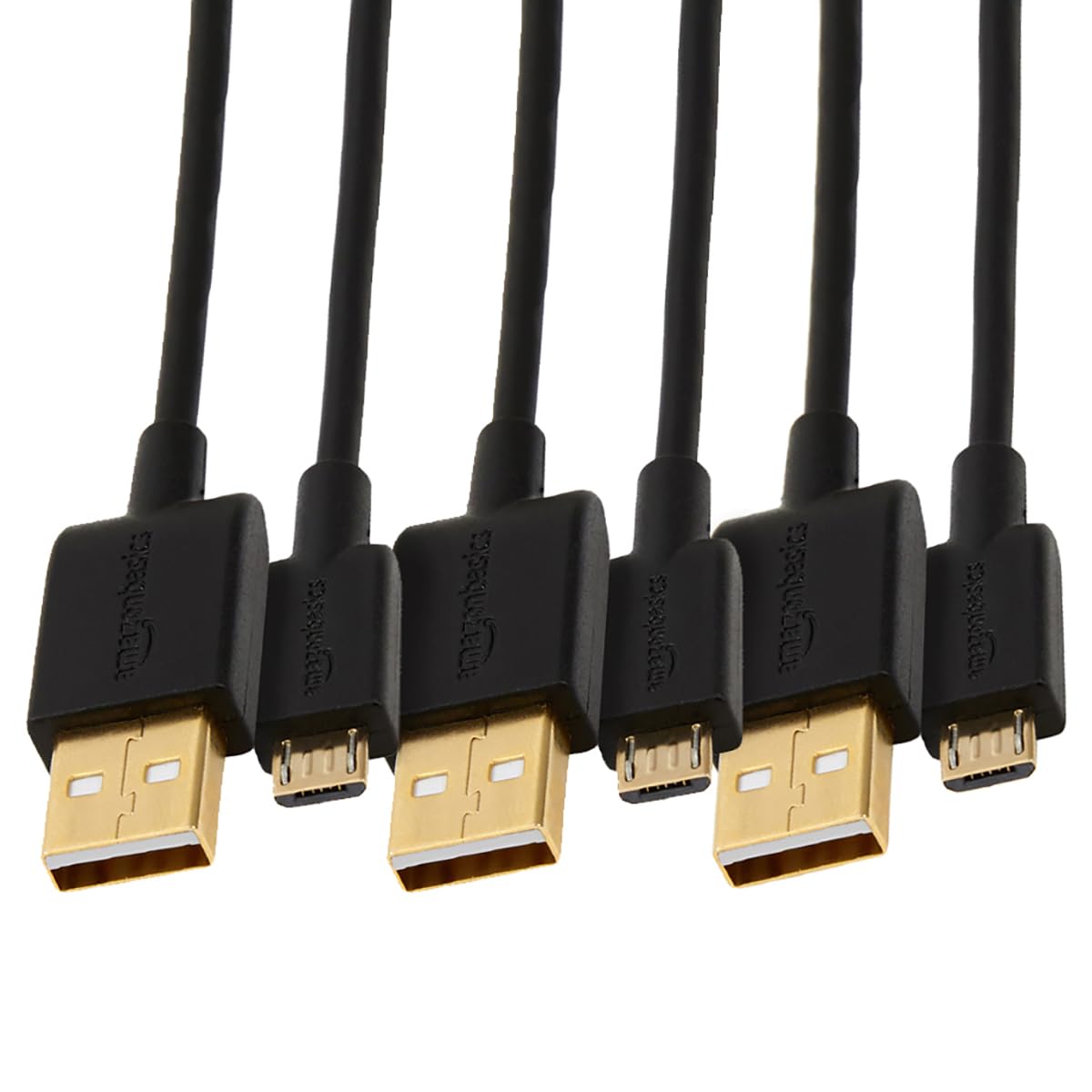 Amazon Basics 5-Pack Micro USB Cable, USB 2.0, 3 m, Black