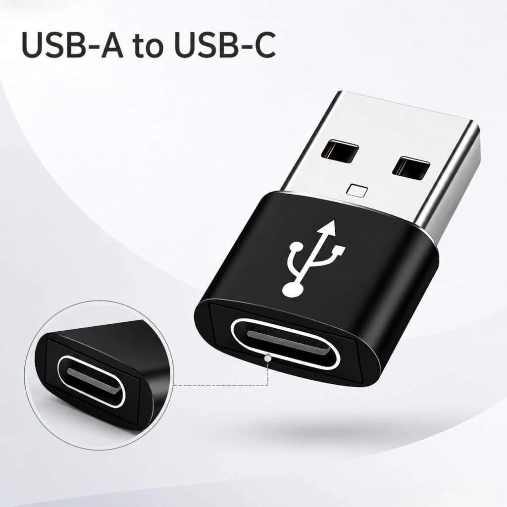 USB C to USB Adaptor, USB to USB C Adapter 2Pack, Type C Female to A Male Charger Cable Converter Compatible with Notebook, Tablet, Smartphone, iPad 10 Air 4 5,Apple 15 14 13 12 Pro Max (Black)
