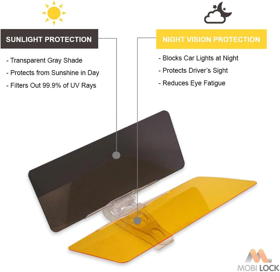 2Pcs Car Sun Visor Extension 2 in 1 - Anti-Glare & UV Day Night Windshield