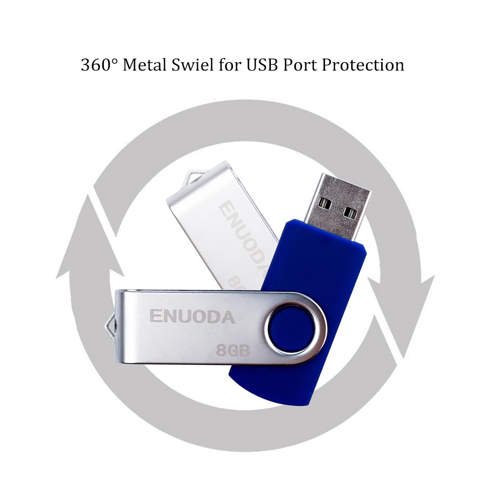 ENUODA Memory Stick 32GB USB 2.0 Flash Drives Swivel Design Pen Drive Fold Storage Thumb Drive with LED Light(Blue)