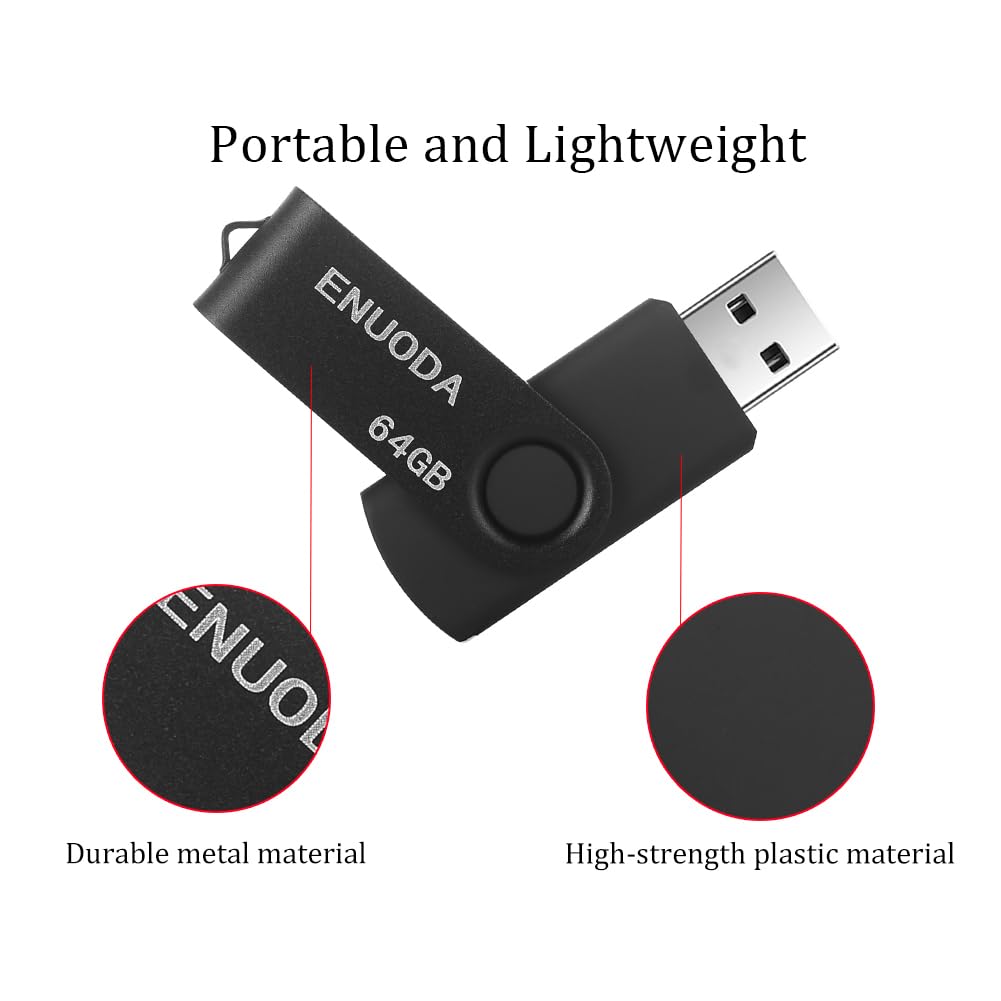ENUODA Memory Stick 32GB USB 2.0 Flash Drives Swivel Design Pen Drive Fold Storage Thumb Drive with LED Light(Blue)