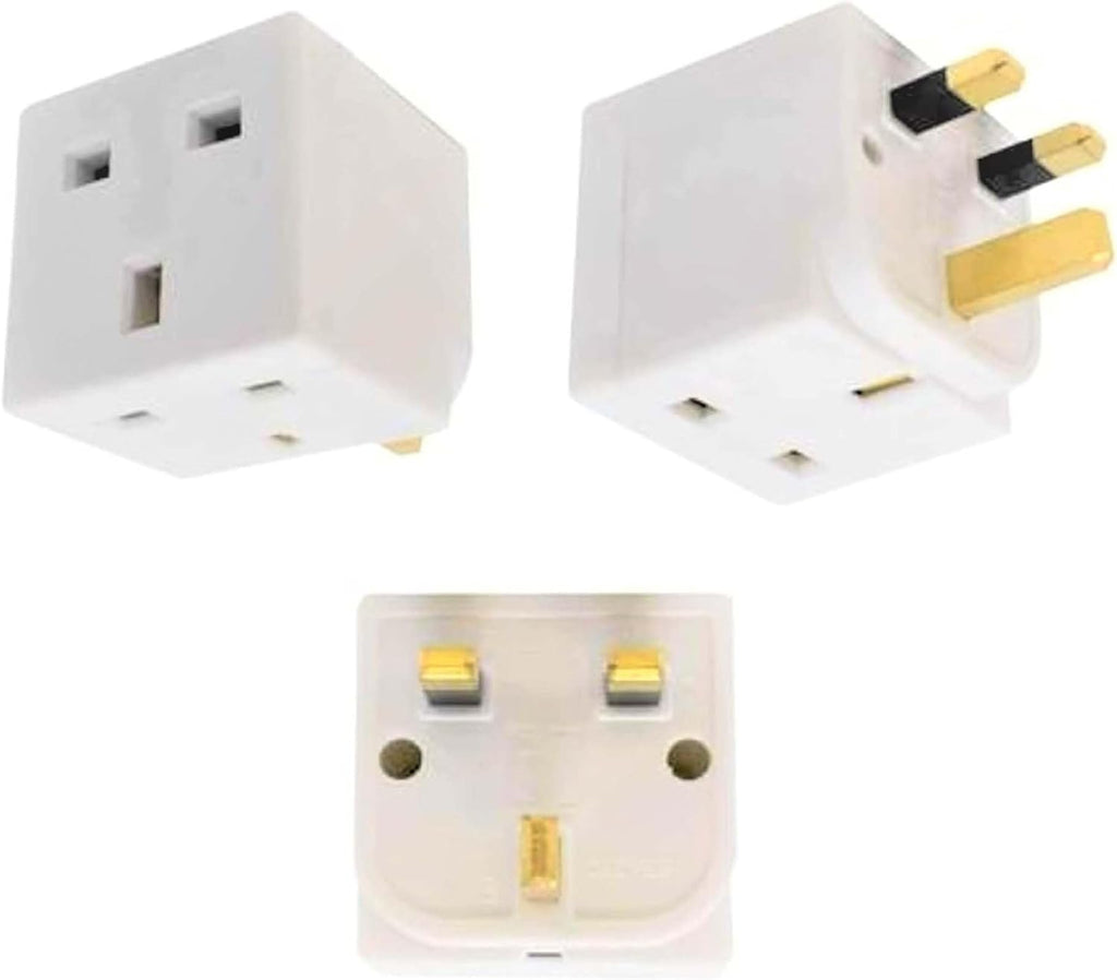 2 Way 3 Pin Power Plug Adaptor Splitter 13A Multi Wall Plug Cube 3 pins Socket Splitter Extension Plug adaptor UK Socket Splitter Block for Kitchen, Home, Office etc (pack of 1)